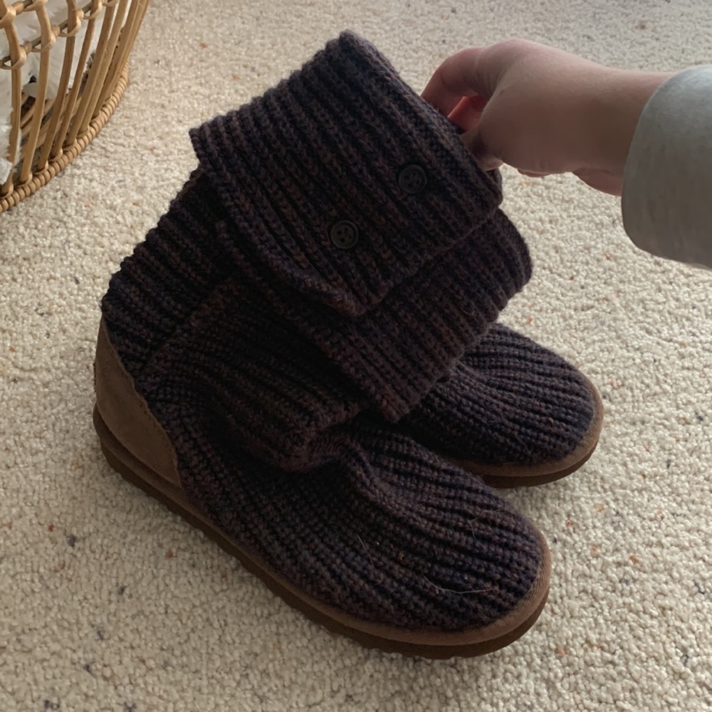Ugg boots. Purple/plum color. Knit. Worn twice. Size 7. - Picture 3 of 4